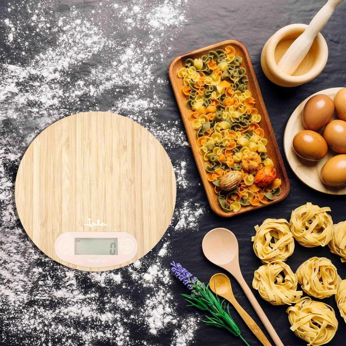 Balanza de Cocina Jata Redonda Bambú