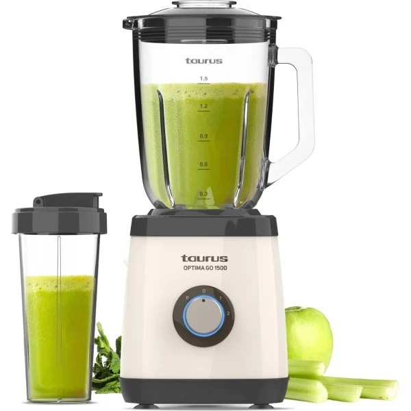 Batidora Jarra Taurus Optima Go 1500 Blanca + Vaso Portátil
