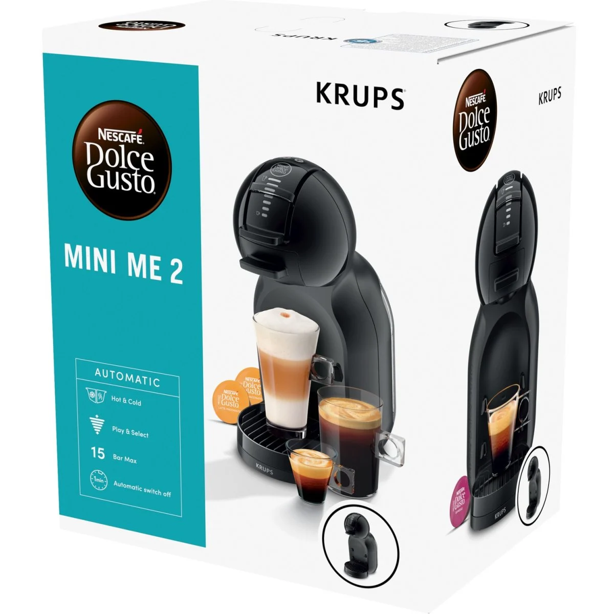 Cafetera Krups Mini Me Negra 1 Taza 15 Bar 1600 W Encimera