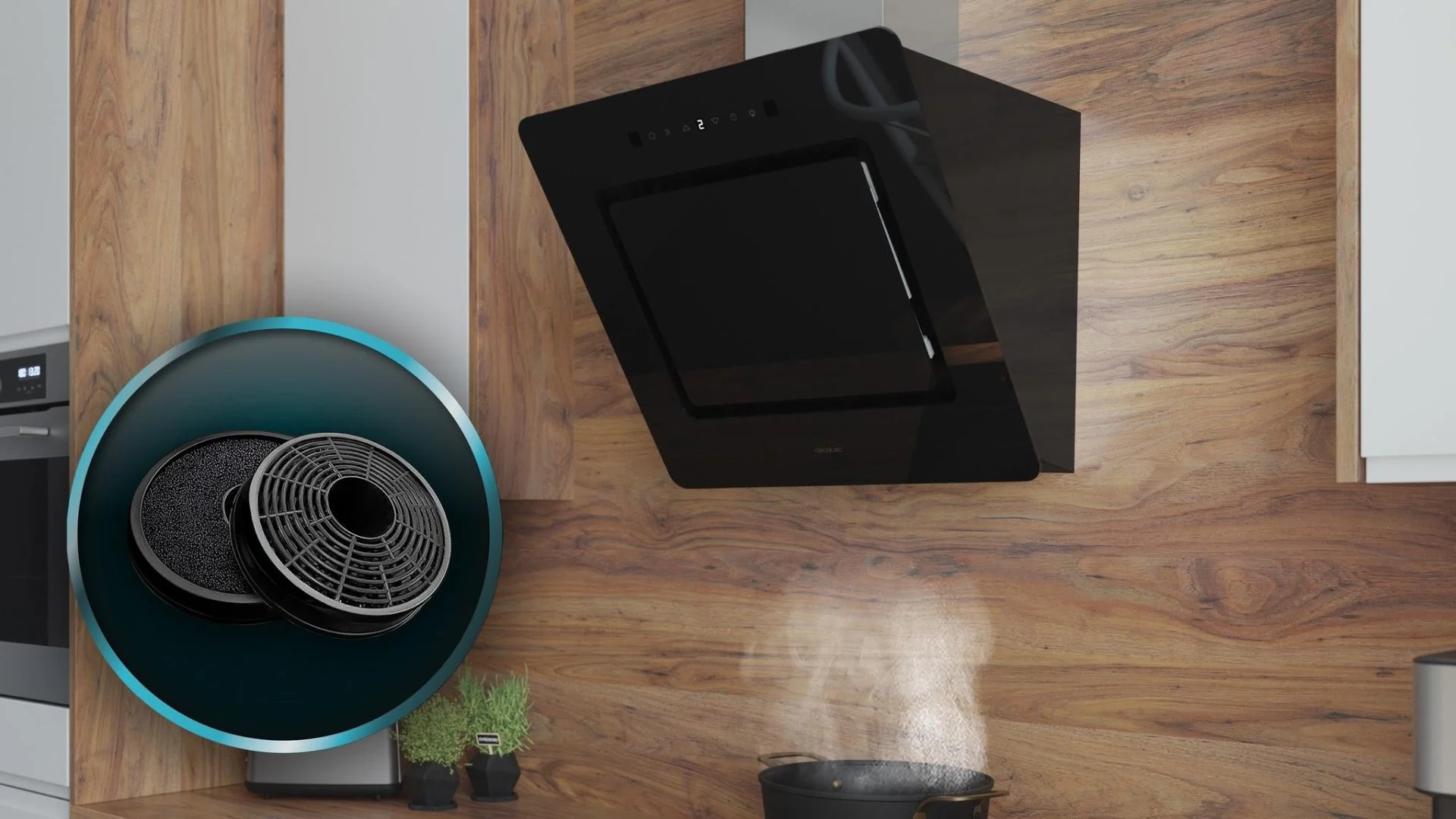 Campana Cecotec Bolero Flux DT 608002 60 cm 800 m³/h Cristal Negro A++