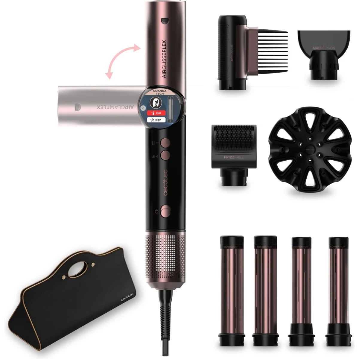 Cepillo de Aire Cecotec 8 en 1 AirGlisse 8in1 Flex Black