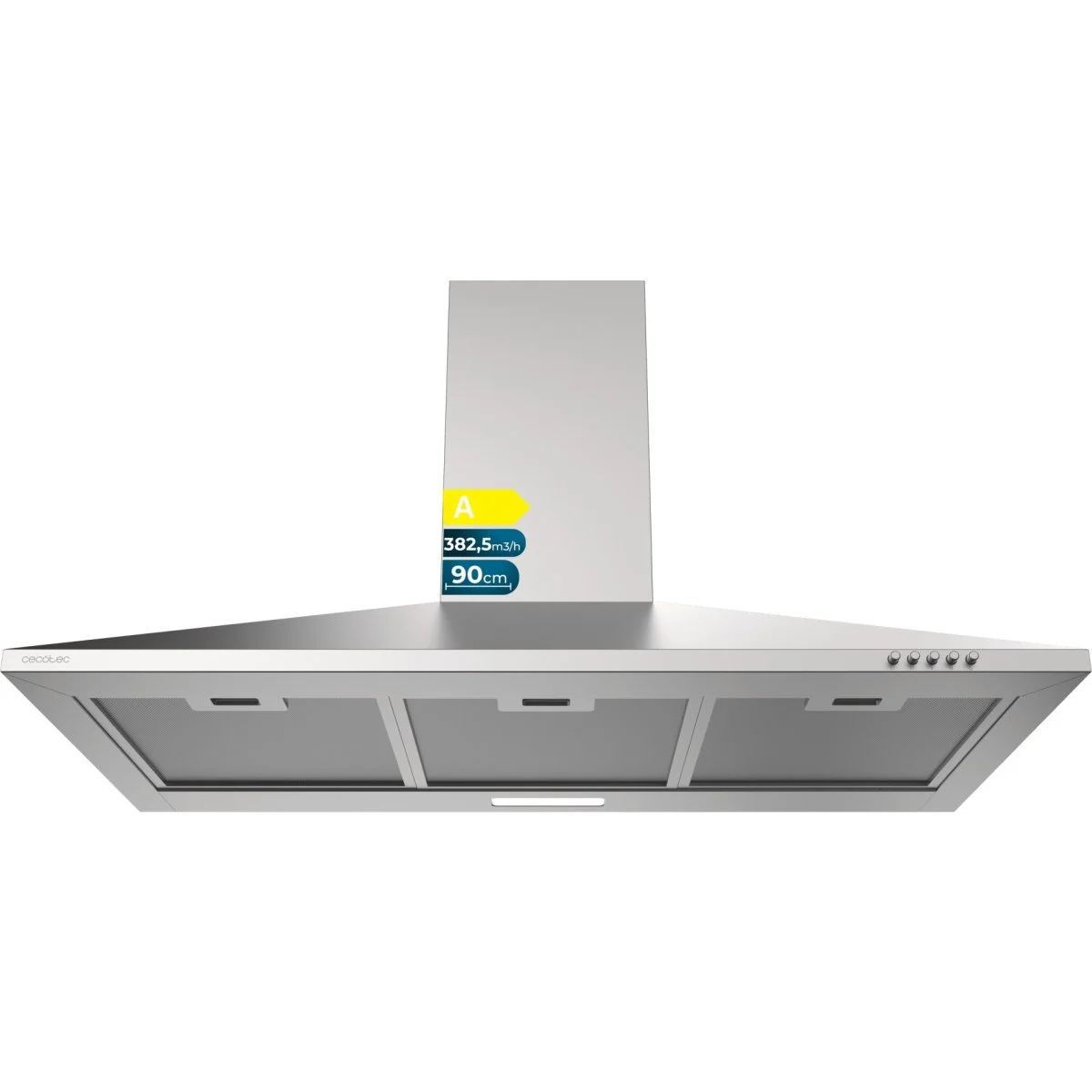 Campana Extractora Piramidal Cecotec 90 cm Inox 382,5 m³/h Clase A