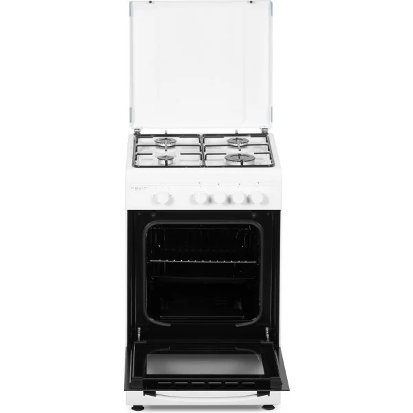 Cocina a Gas Nevir NVR-CB4H 4 Fuegos + Horno Blanca 50 cm