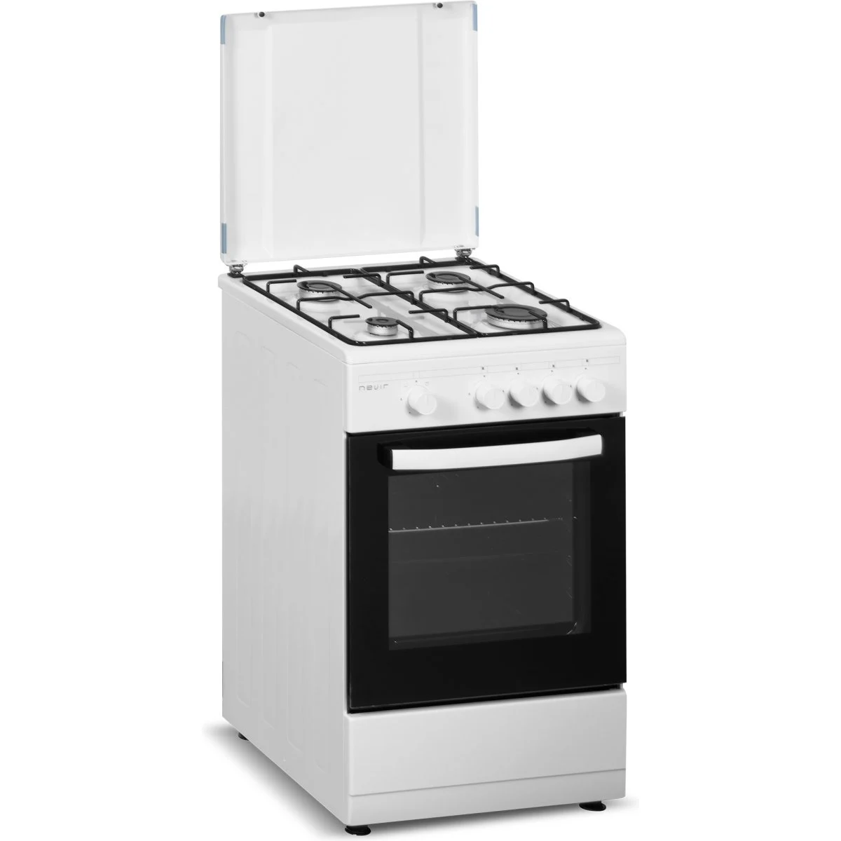 Cocina a Gas Nevir NVR-CB4H 4 Fuegos + Horno Blanca 50 cm