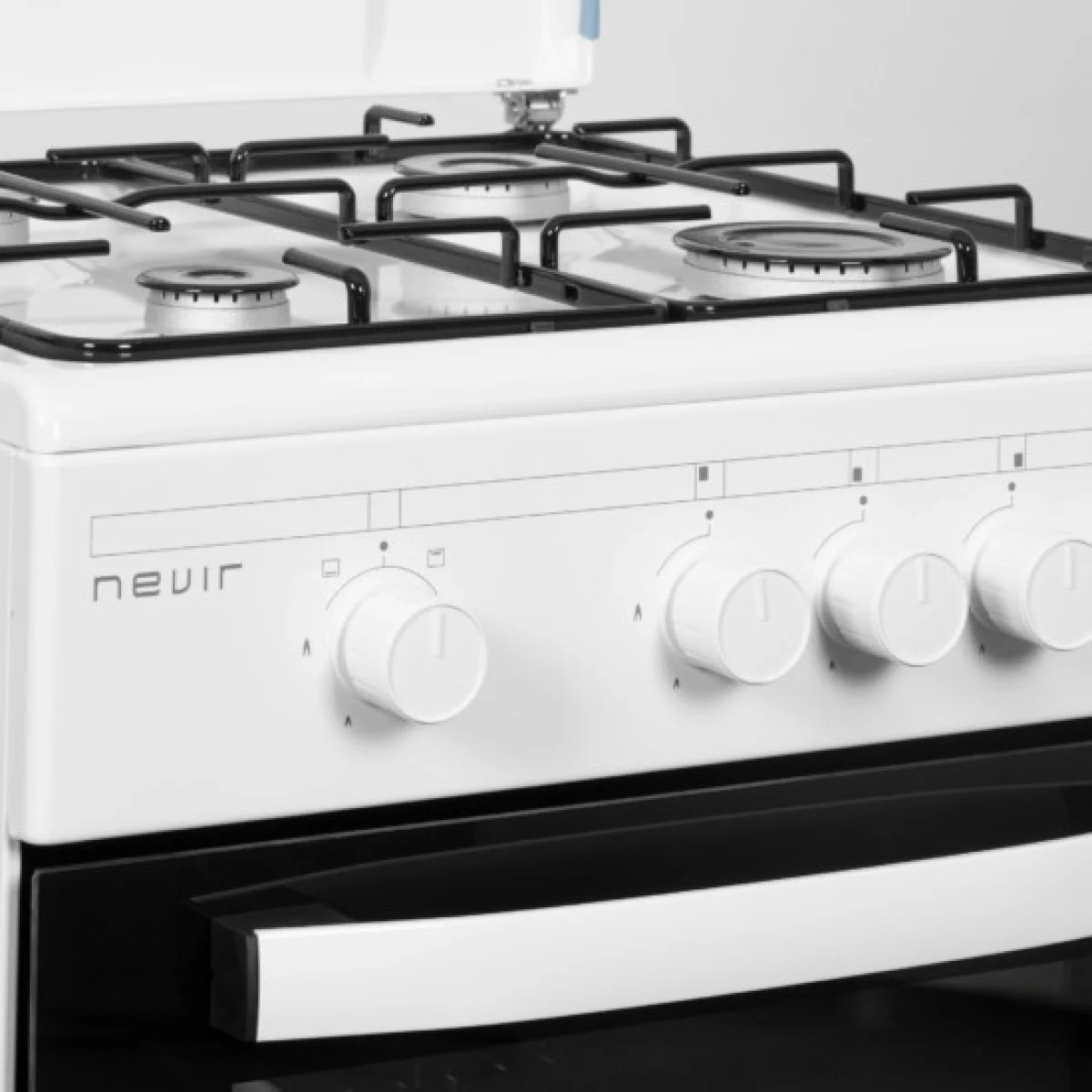 Cocina a Gas Nevir NVR-CB4H 4 Fuegos + Horno Blanca 50 cm