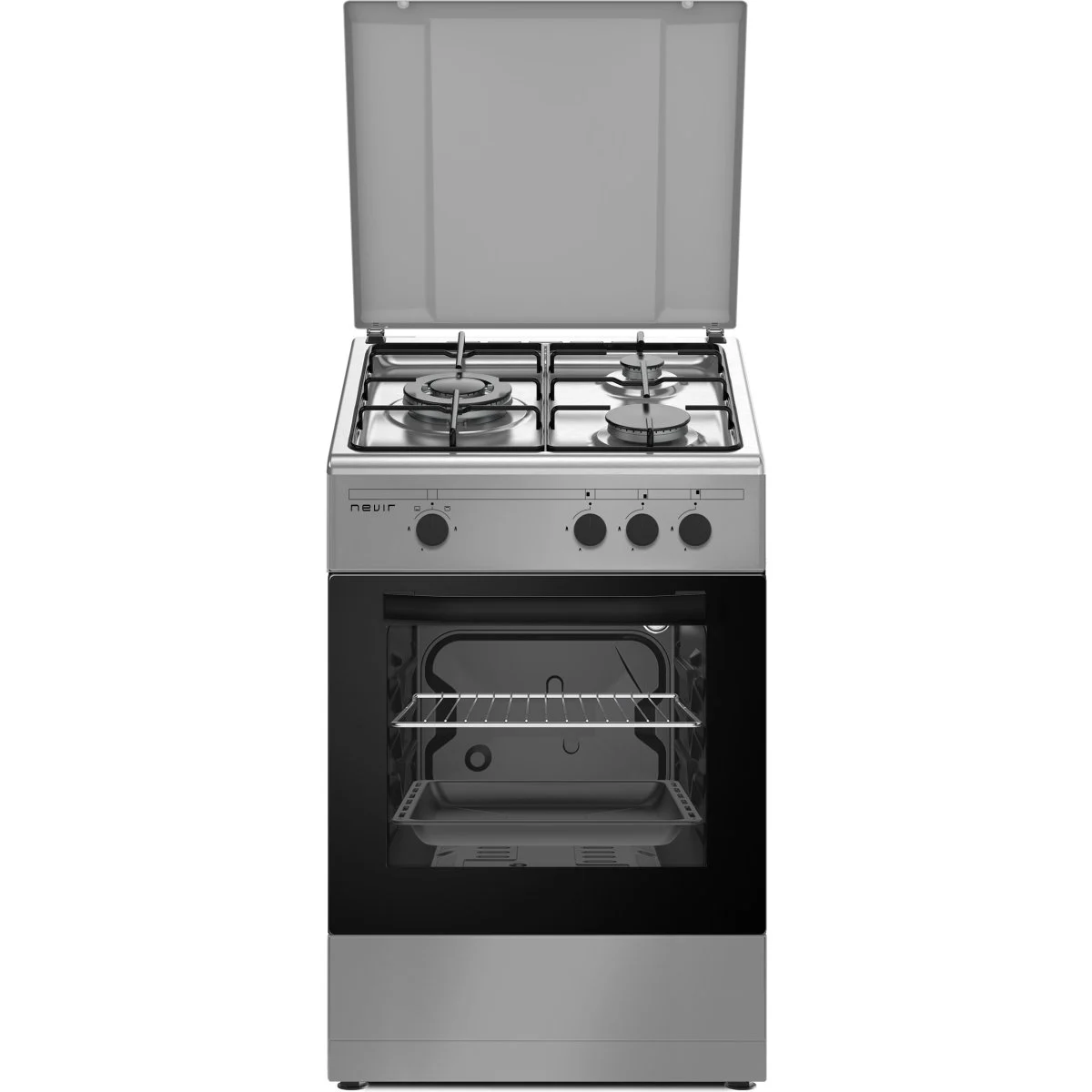 Cocina Nevir NVR-CB3H-TI 3 Fuegos + Horno Inox 50 cm
