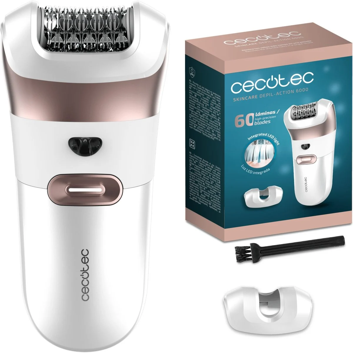 Depiladora Cecotec SkinCare Depil-Action 6000 60 Láminas Luz LED IPX5