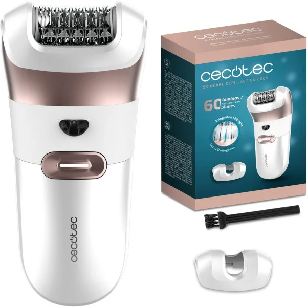 Depiladora Cecotec SkinCare Depil-Action 6000 60 Láminas Luz LED IPX5