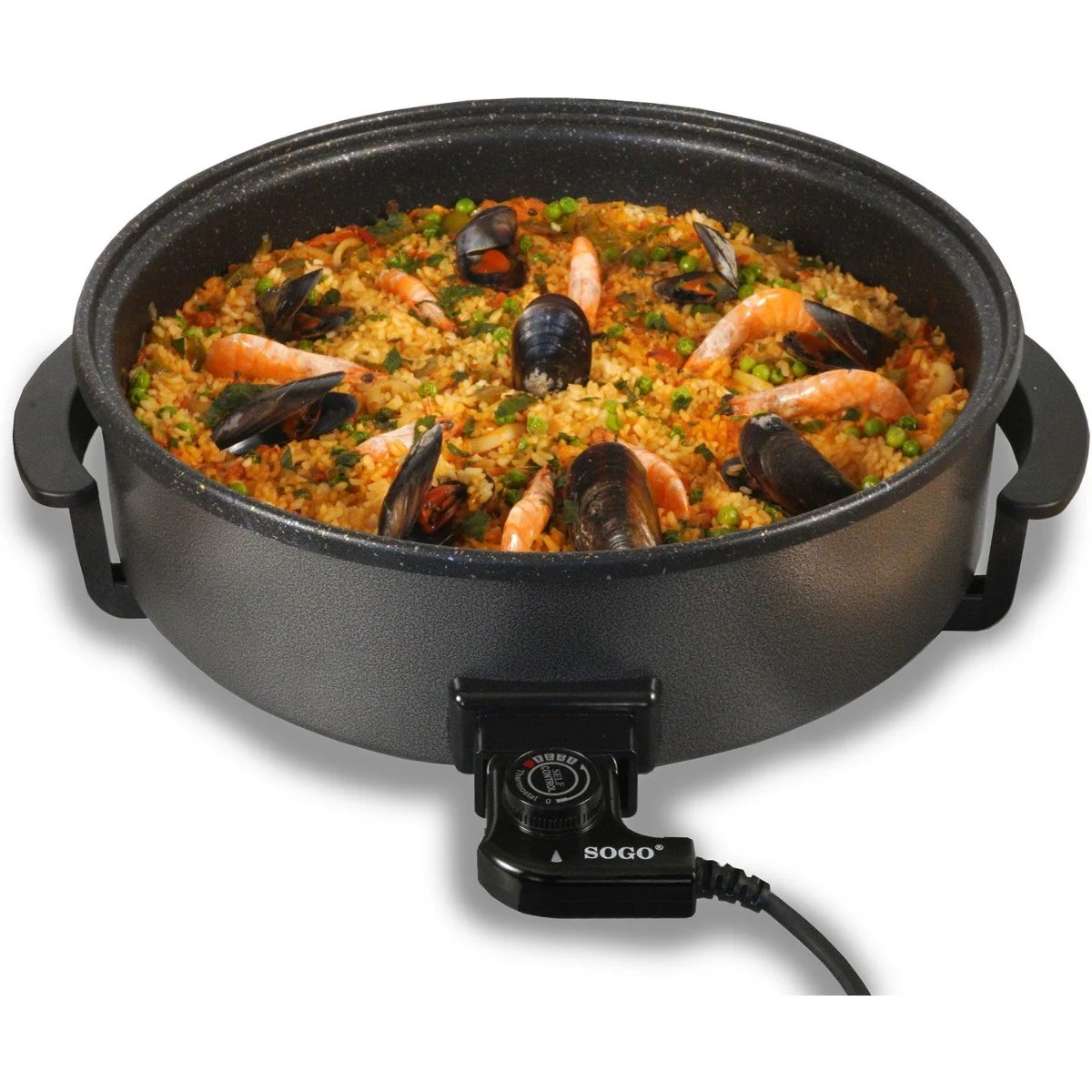 Multicazuela Eléctrica Sogo 42 cm 1500W Antiadherente Negra
