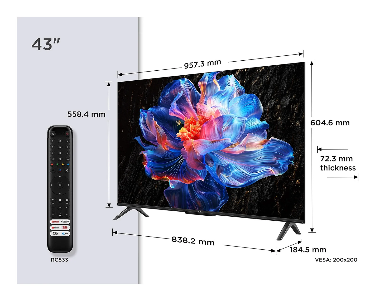 Pantalla TCL 43" Smart TV Google TV UHD 4K