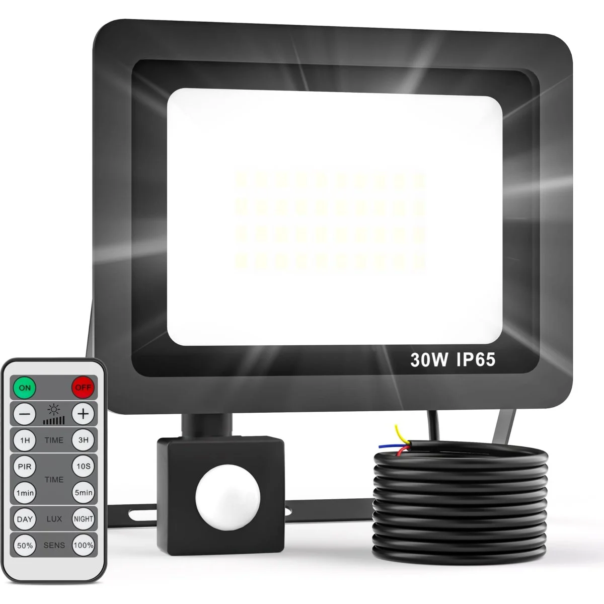 Proyector LED Vighep 30W Sensor Movimiento IP65 Negro