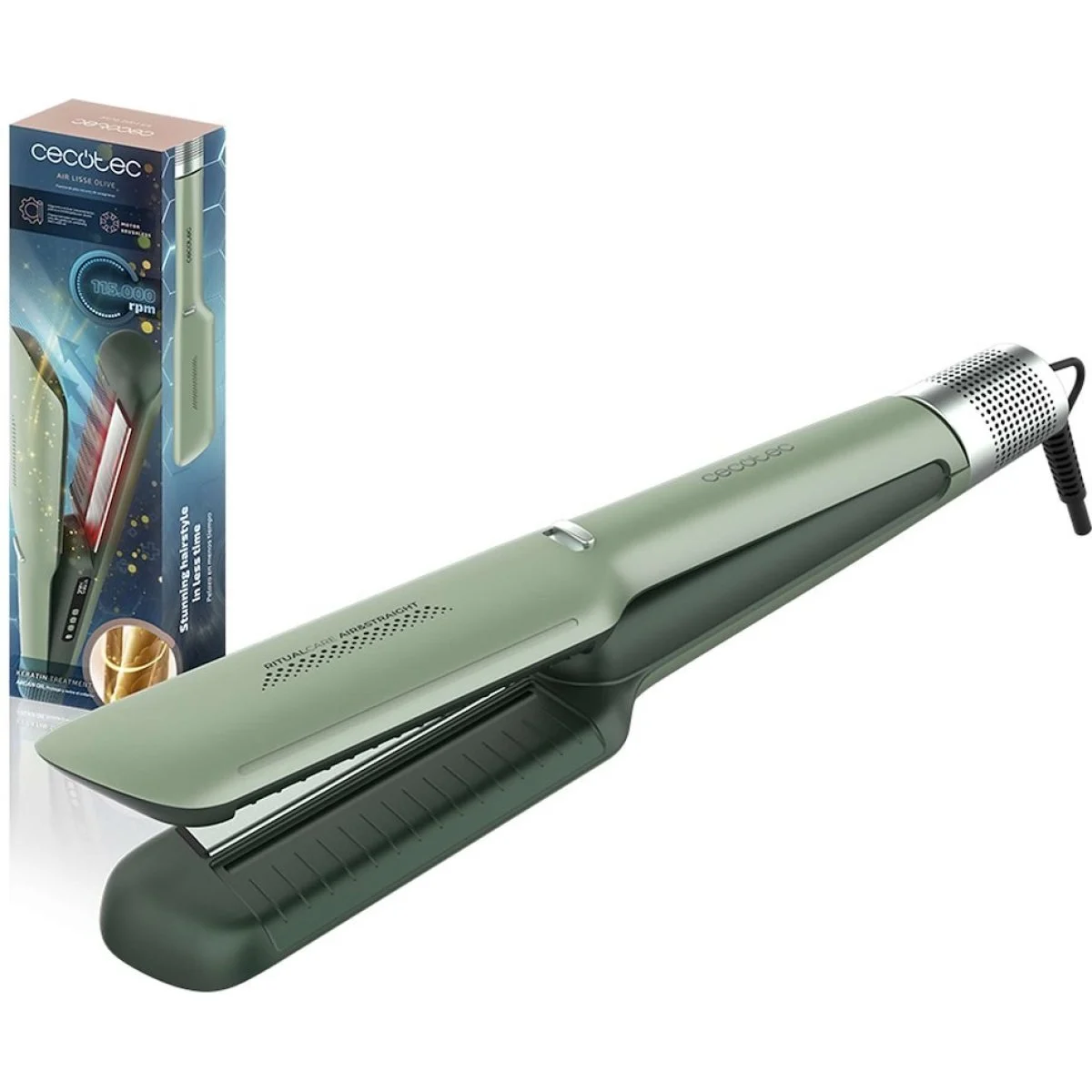 Plancha de Pelo Cecotec Air Lisse Olive 1600 W Tecnología Iónica