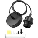 Portalámparas Metal E27 Cable Negro Cilíndrico