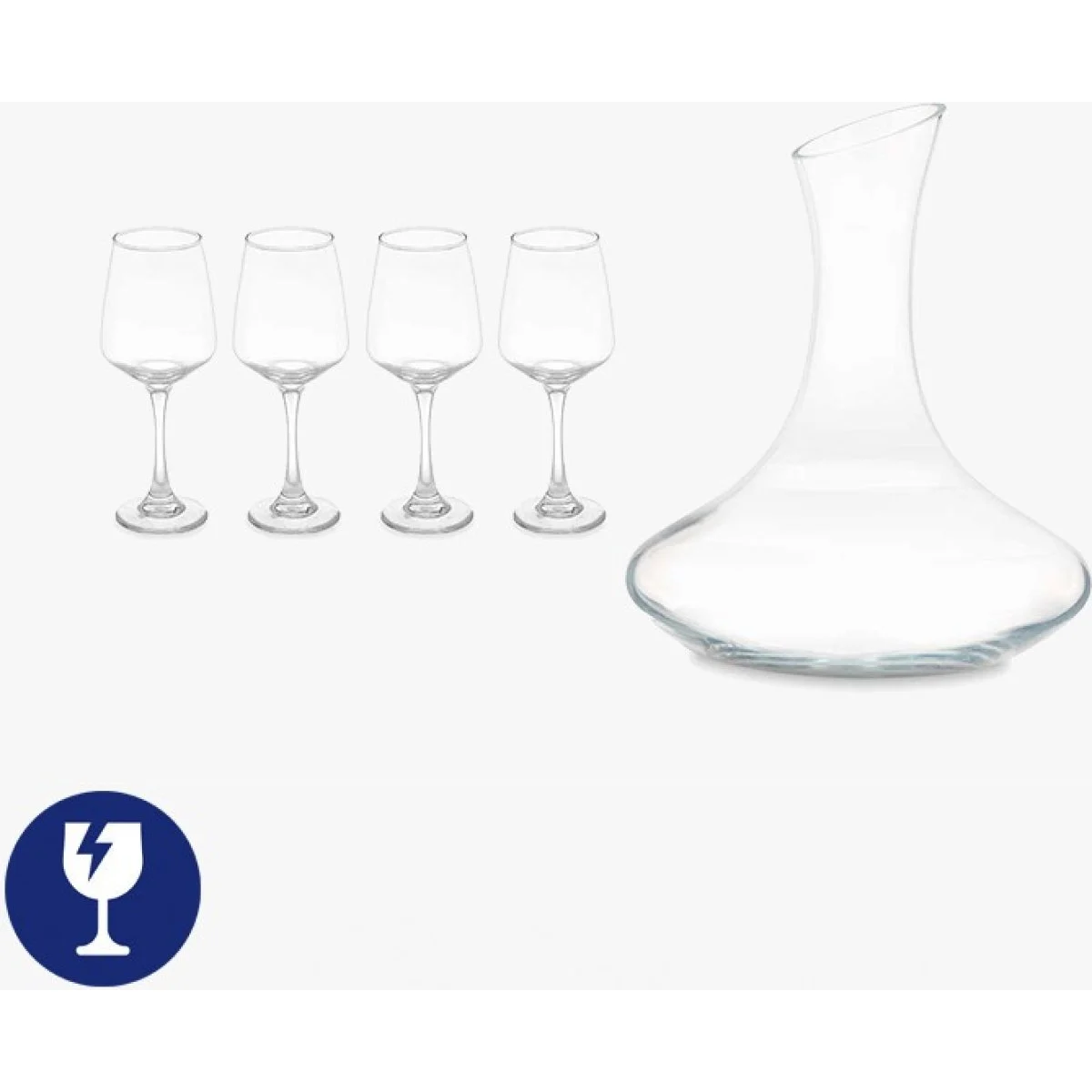 Set Decantador 1.8L Vino + 4 Copas 420 ml