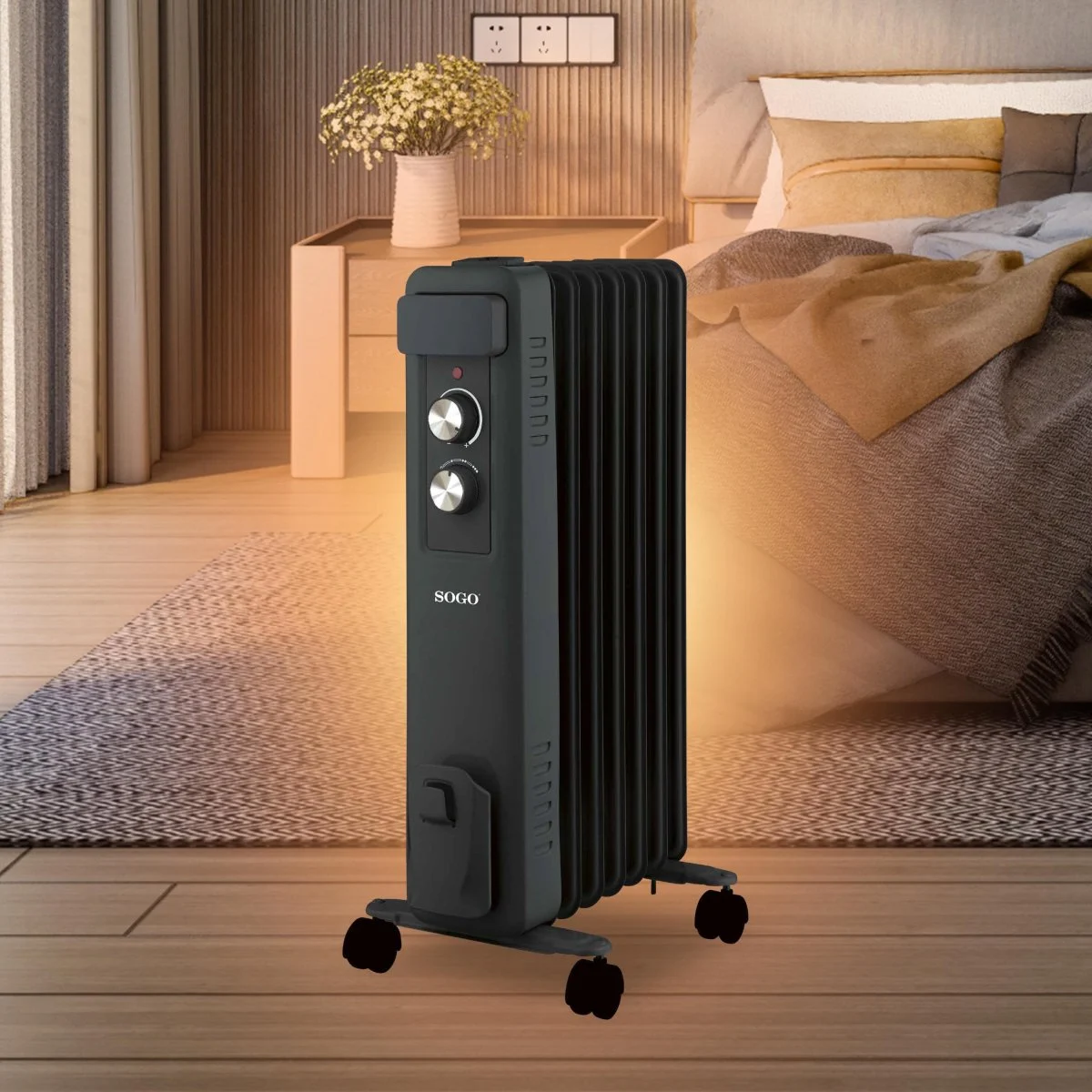 Radiador de aceite Sogo 7 Elementos 1500W Negro