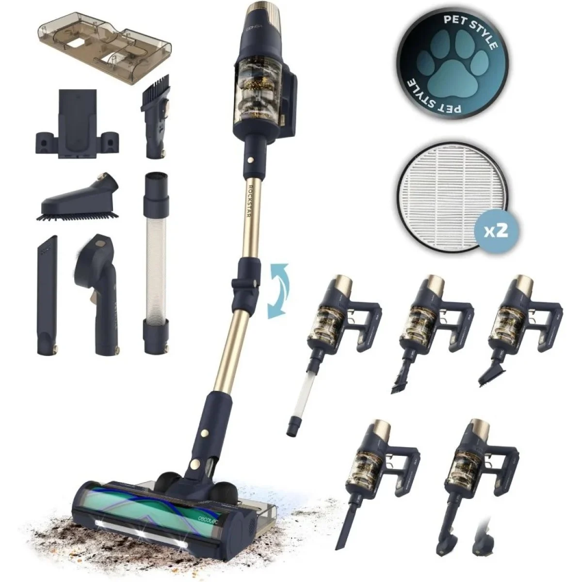 Aspirador vertical Cecotec Conga Rockstar RX70 AquaPet Flex 2 en 1