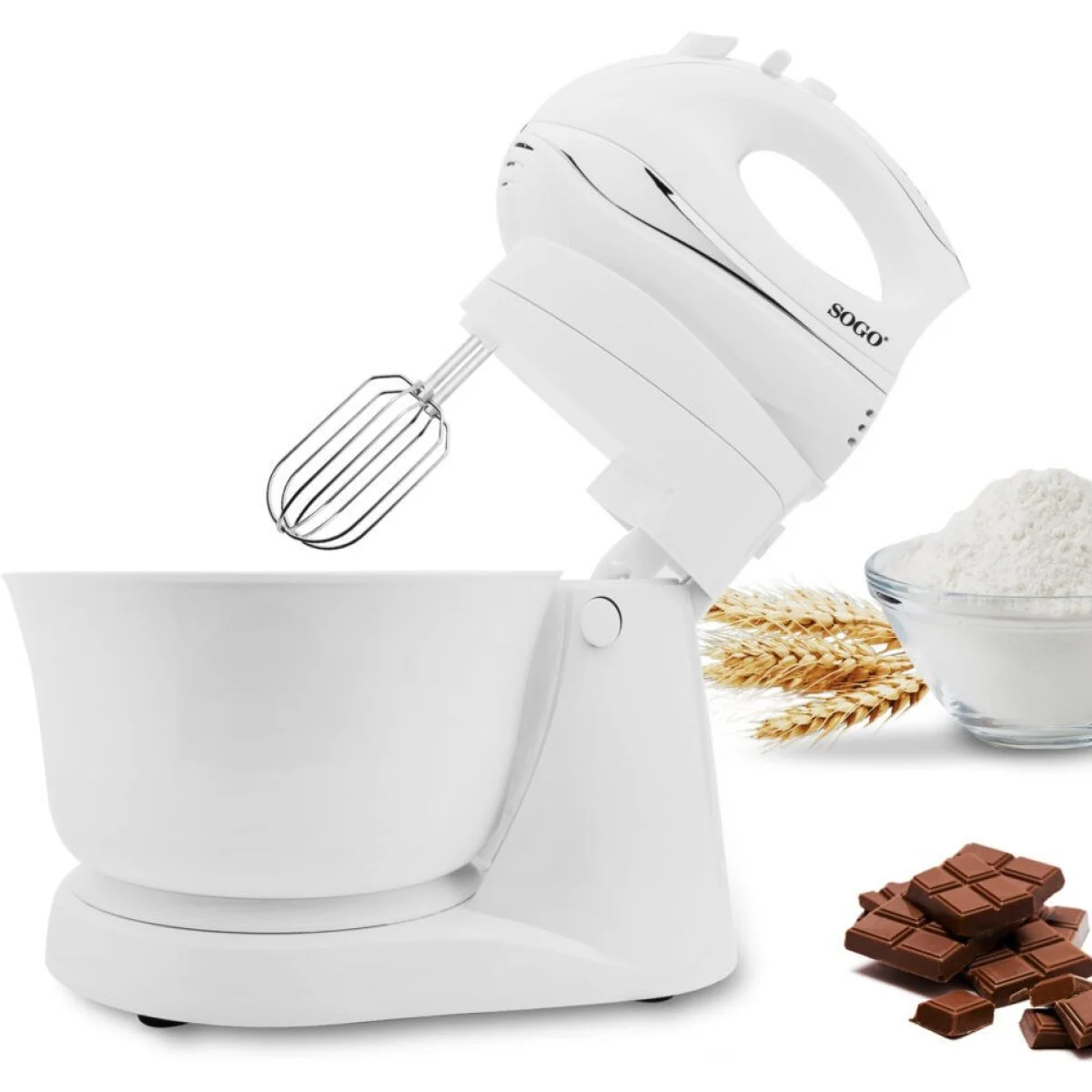 Batidora de Varillas Sogo SS14290 300 W 5 Velocidades 3 L Cromo Blanco