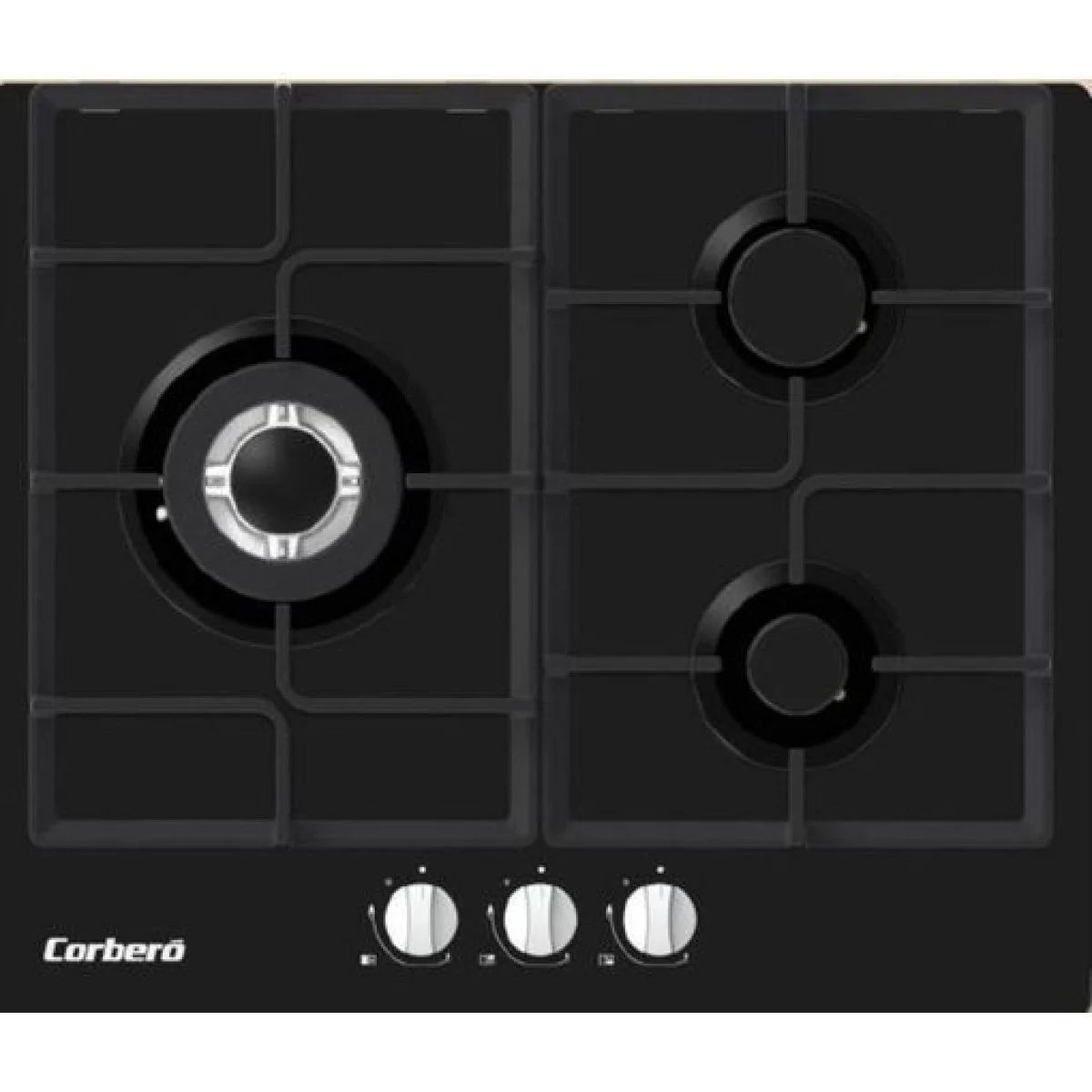 Encimera Cristal Gas Corbero 3 F Fun Negra