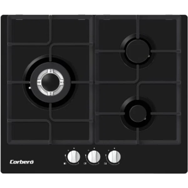 Encimera Cristal Gas Corbero 3 F Fun Negra