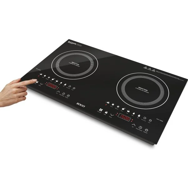 Vitrocerámica Sobremesa Inducción Sogo 2 Fuegos 2000W 1500W Negro