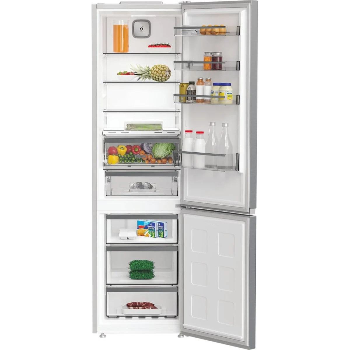 Frigorífico Whirlpool 203X60 D Inox Dual NF Clase D Pearl Inox