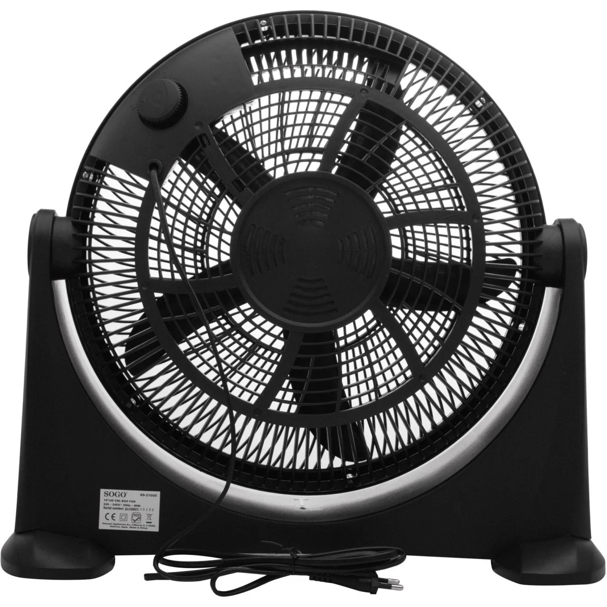 Ventilador Sogo SS21095 40 cm 80W Oscilante Negro