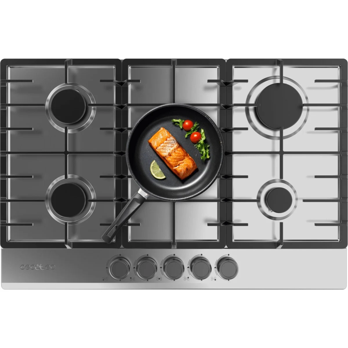 Placa de Gas Cecotec Bolero Squad GN 5200F Inox 5 Fuegos 11 kW