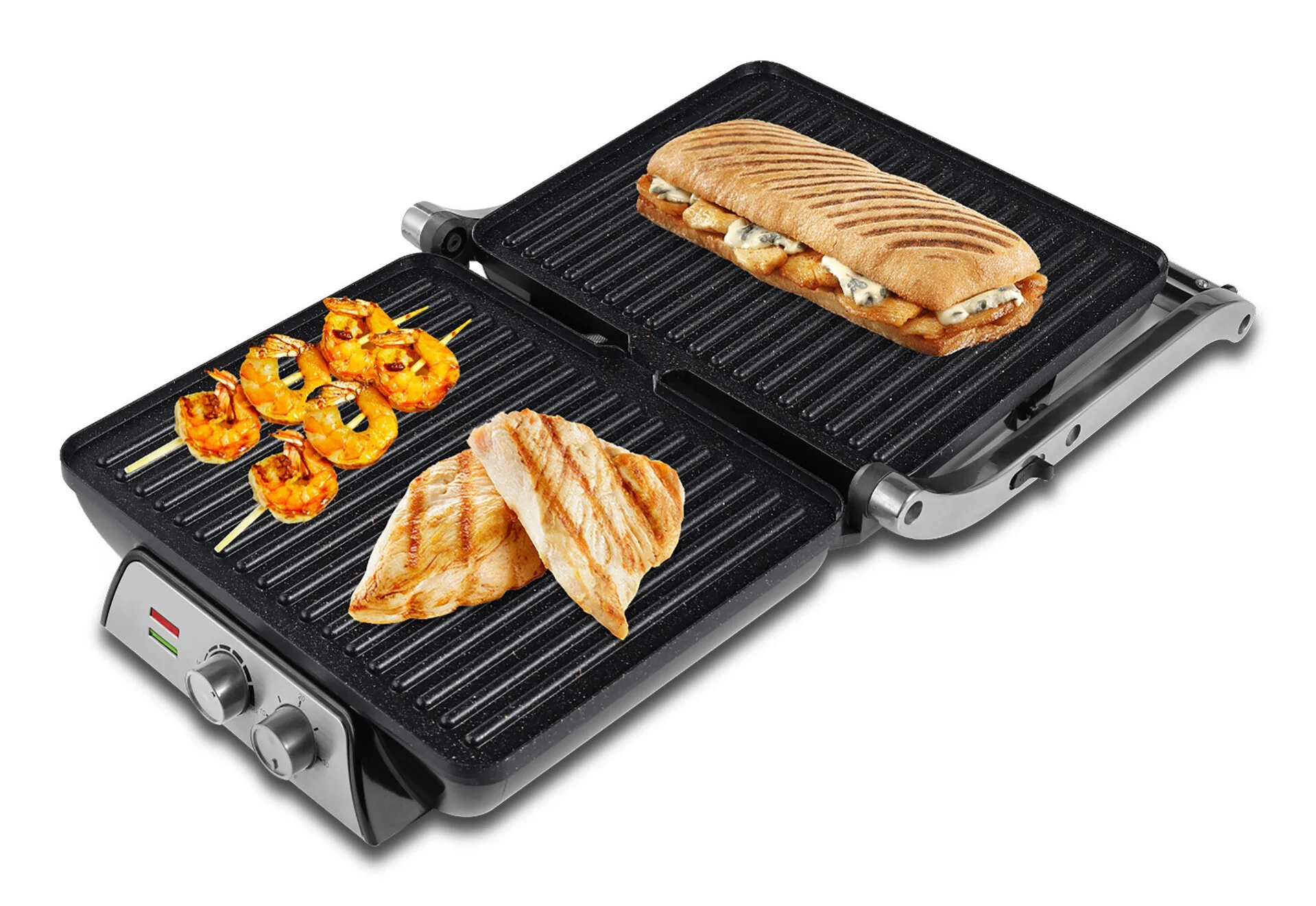 Grill Panini Sogo SS7137 2000W 4 Rebanadas Negro Acero Inoxidable