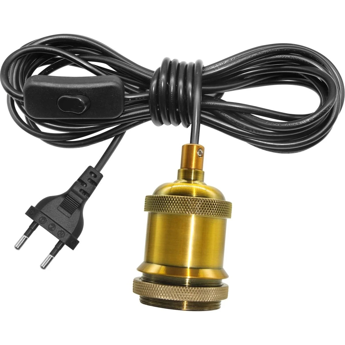 Portalámparas Cable de Metal E27 Cilíndrico Cromo