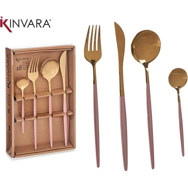 Cubertería Kinvara Diseño 8 Piezas Oro / Rosa