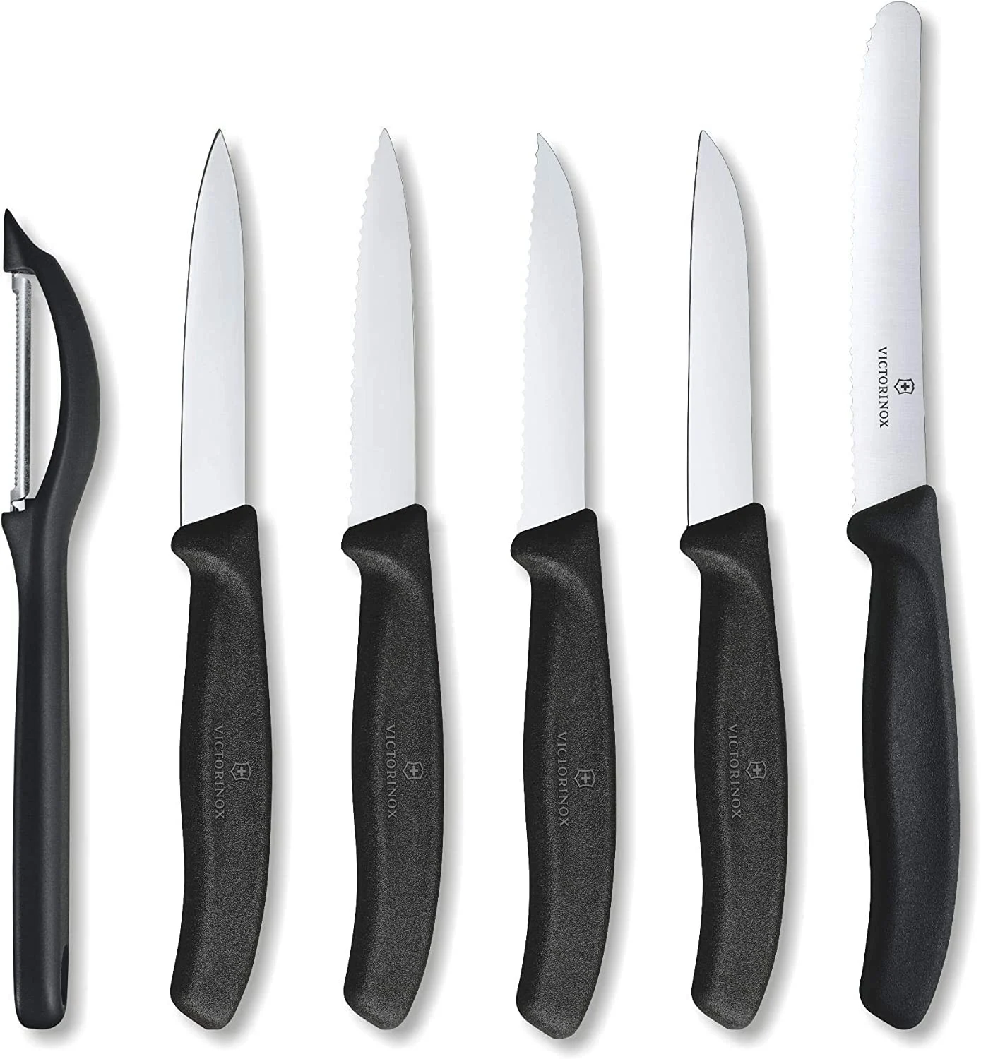 Set Cuchillos 6 Piezas con Pelador Negros