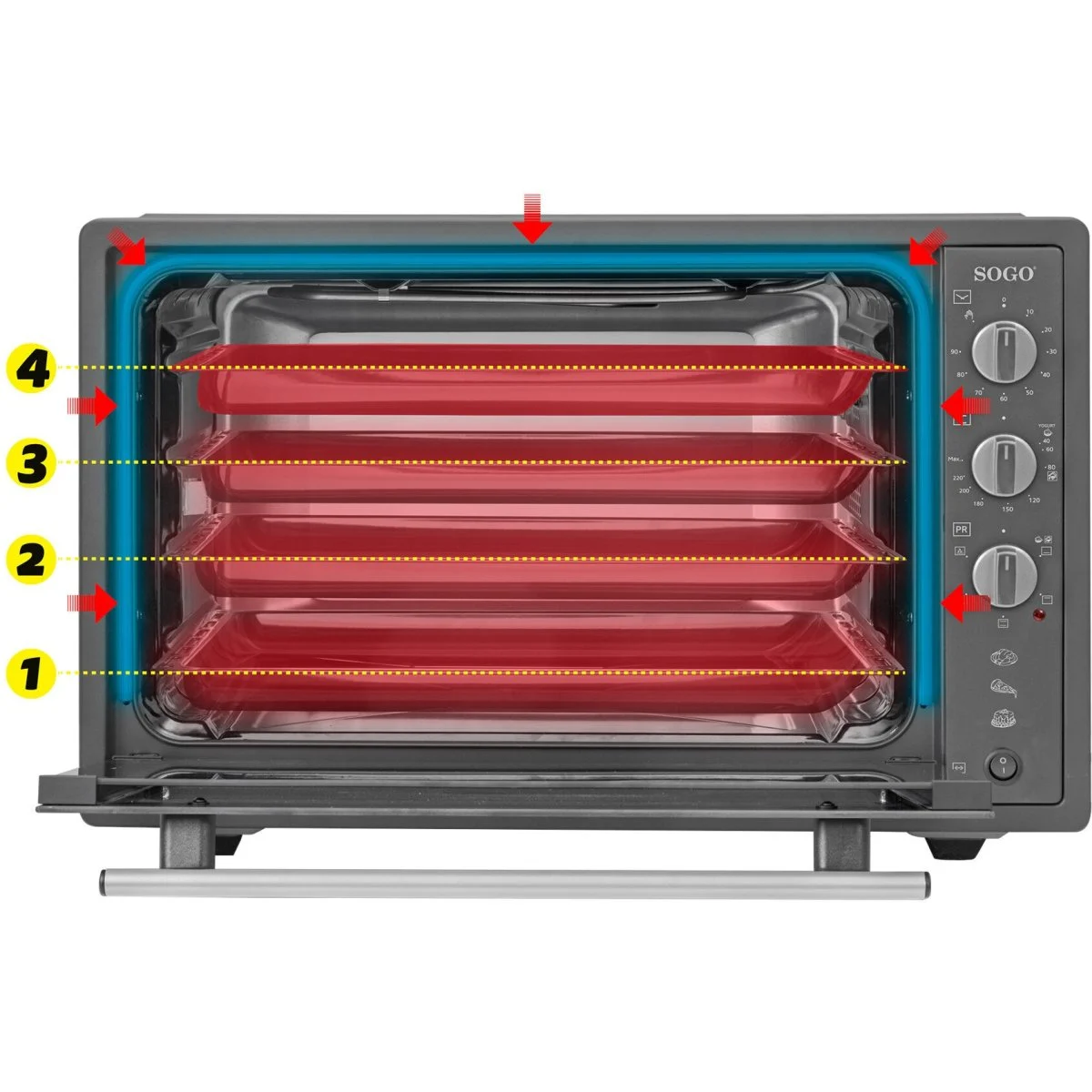 Horno sobremesa Sogo 70 L Negro 2000 W Convección Rotisserie