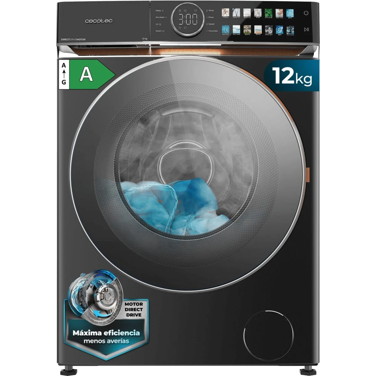 Lavadora Cecotec 12 Kg 1400 rpm DressCode 12980 Direct Drive Steel A