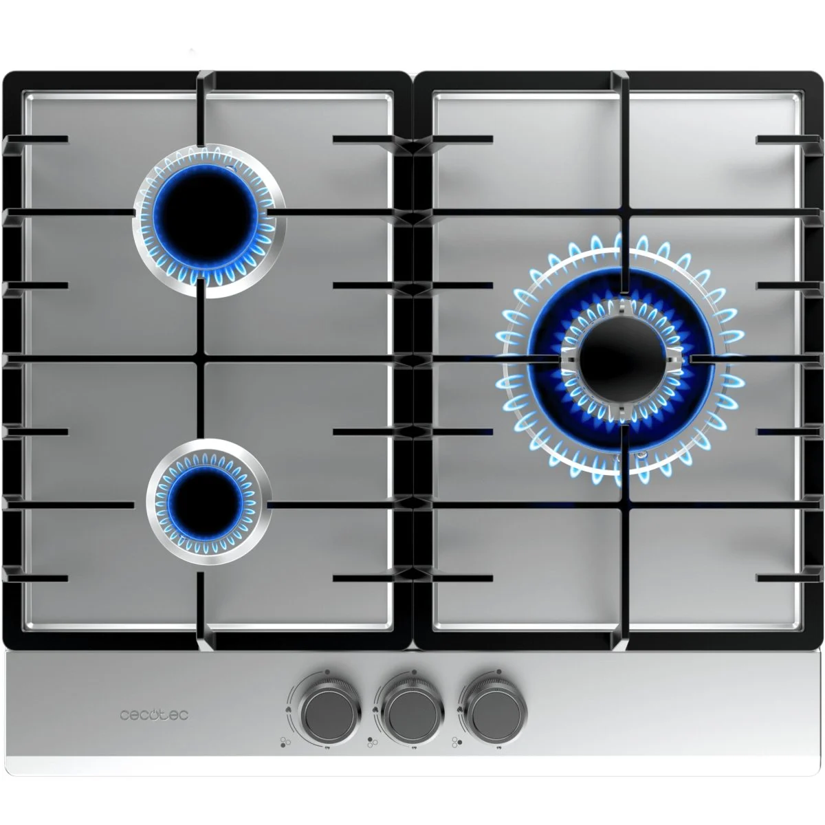 Encimera Gas Cecotec Bolero Squad G 3200F Inox 3 Fuegos 6,25 kW
