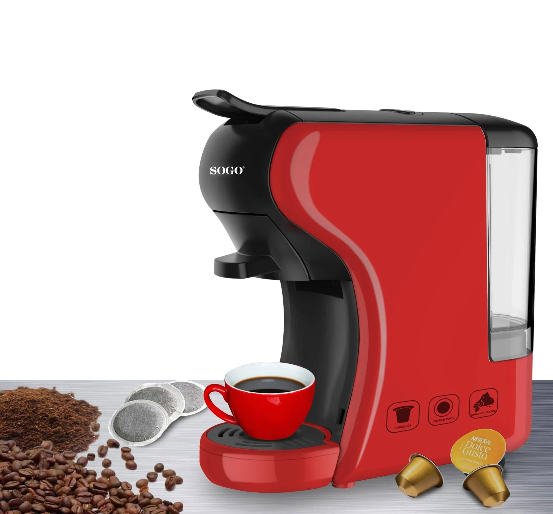 Cafetera Multicápsula Sogo SS5675-R 1 Taza 19 Bar 0,6 L Roja