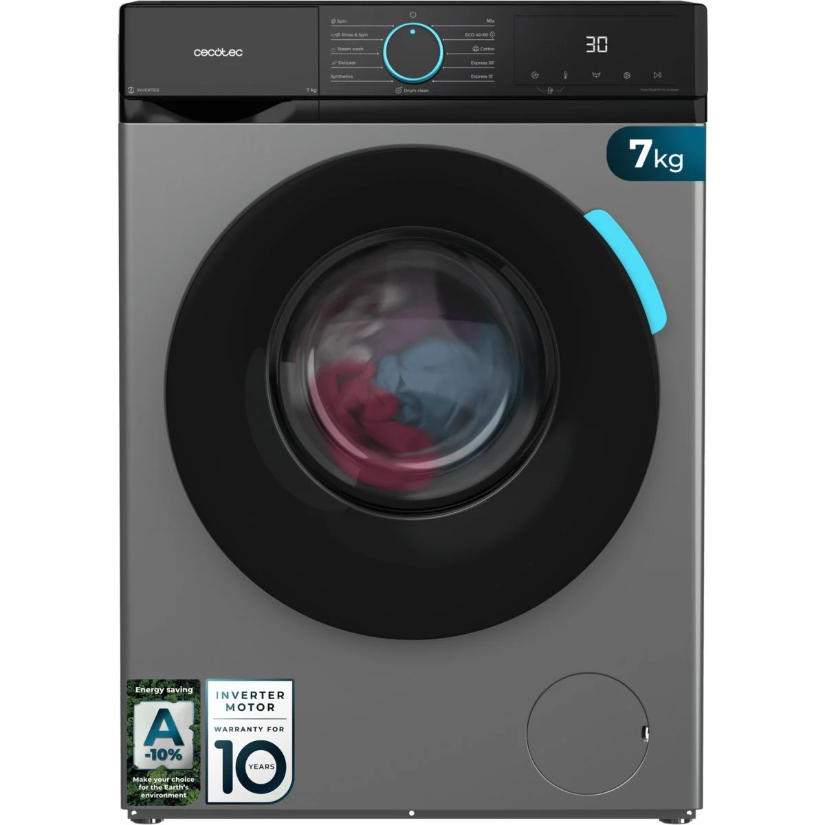 Lavadora Cecotec Bolero DressCode 7160 Inverter 7 Kg 1200 rpm Clase A Steel