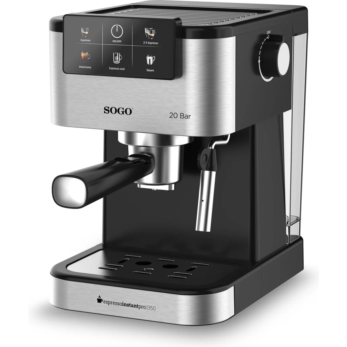 Cafetera Espresso Sogo SS5668 20 Bares Digital 1350 W Negra Acero Inox