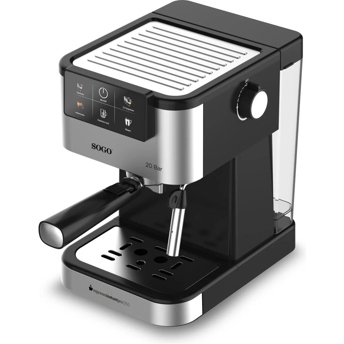 Cafetera Espresso Sogo SS5668 20 Bares Digital 1350 W Negra Acero Inox
