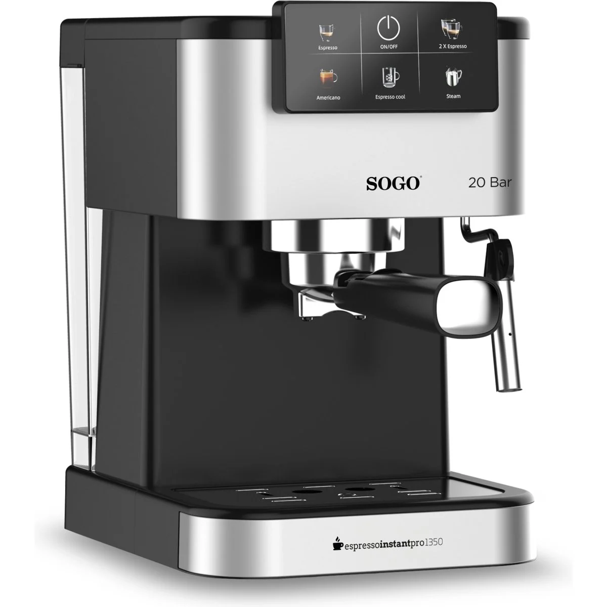 Cafetera Espresso Sogo SS5668 20 Bares Digital 1350 W Negra Acero Inox
