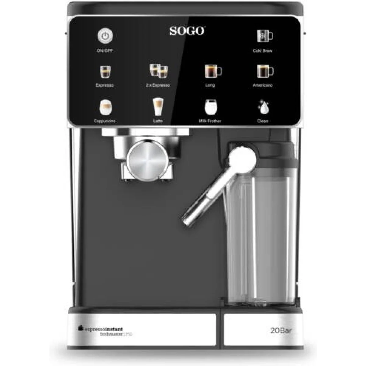 Cafetera Espresso Sogo SS7665 4 en 1 Digital + Tanque Leche 20 Bar