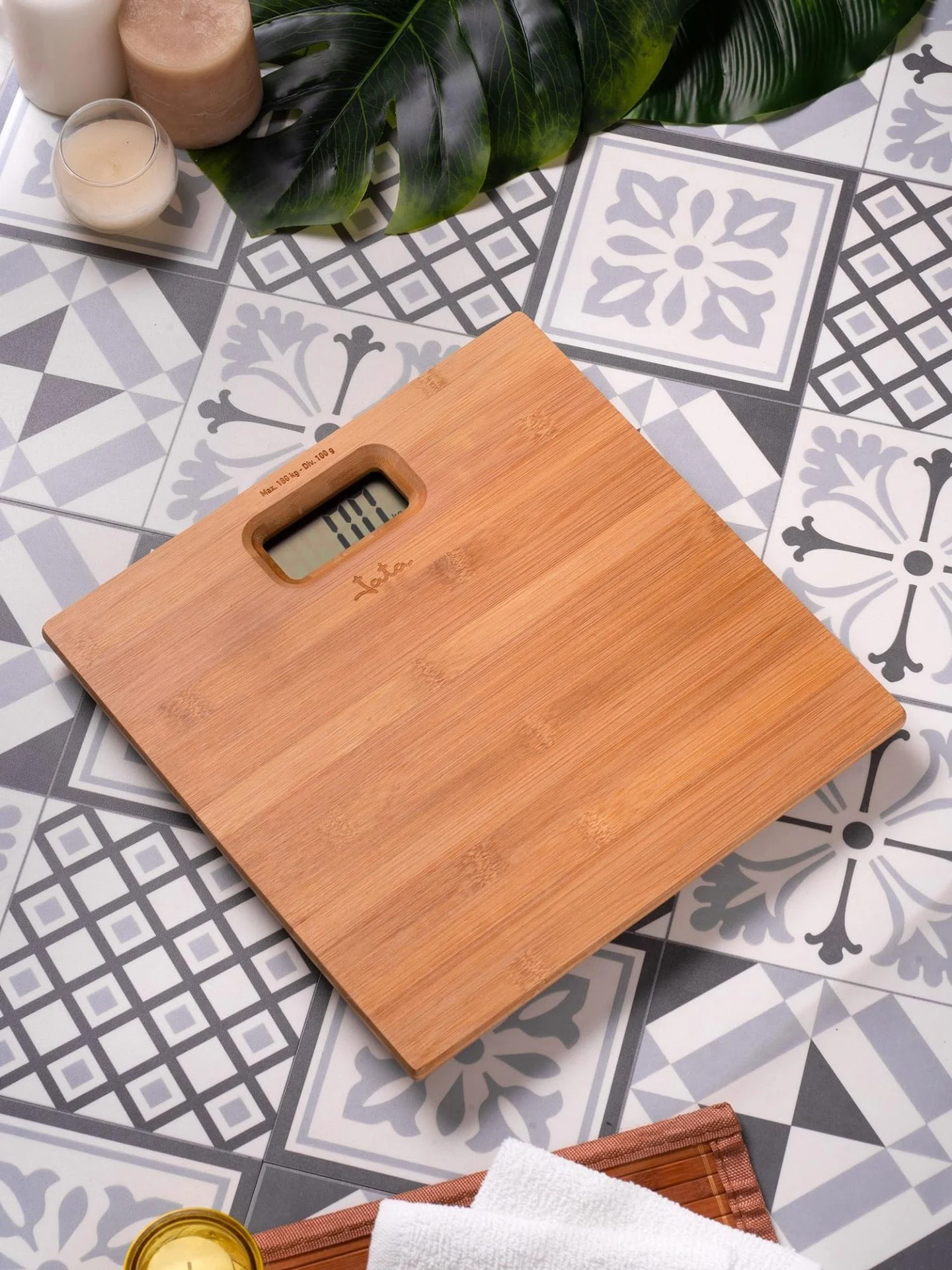 Báscula Jata de Baño Eléctrica Bambú
