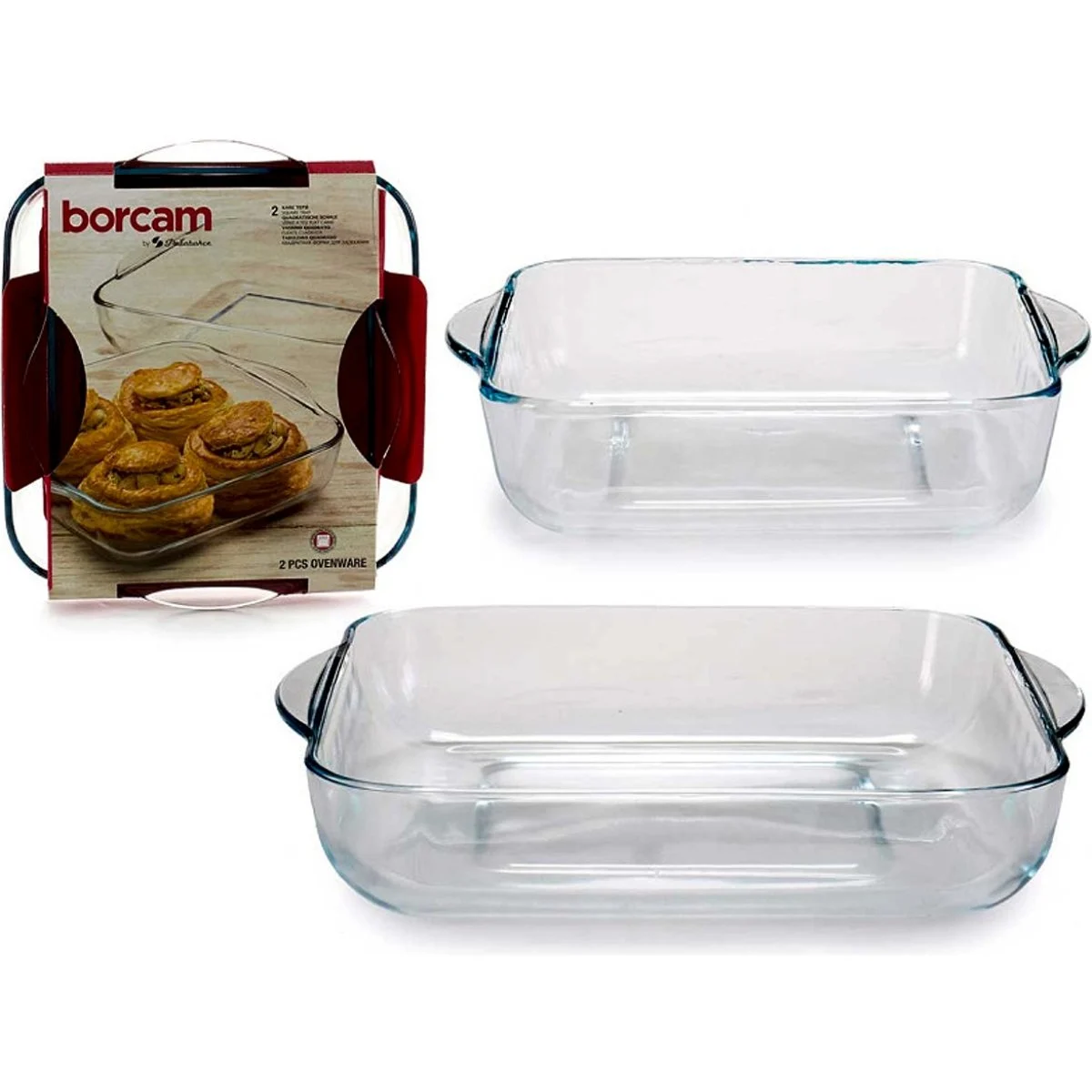 Set 2 Bandejas de Cristal Borcam Cuadradas