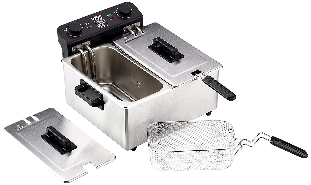 Freidora Doble Emerio 2x3 L 3300W Inox 6L