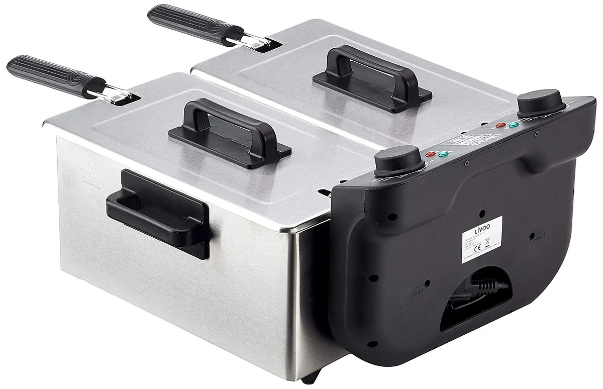 Freidora Doble Emerio 2x3 L 3300W Inox 6L
