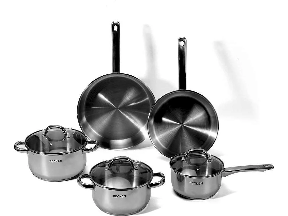 Batería de cocina Becken 8 piezas Inox Antiadherente
