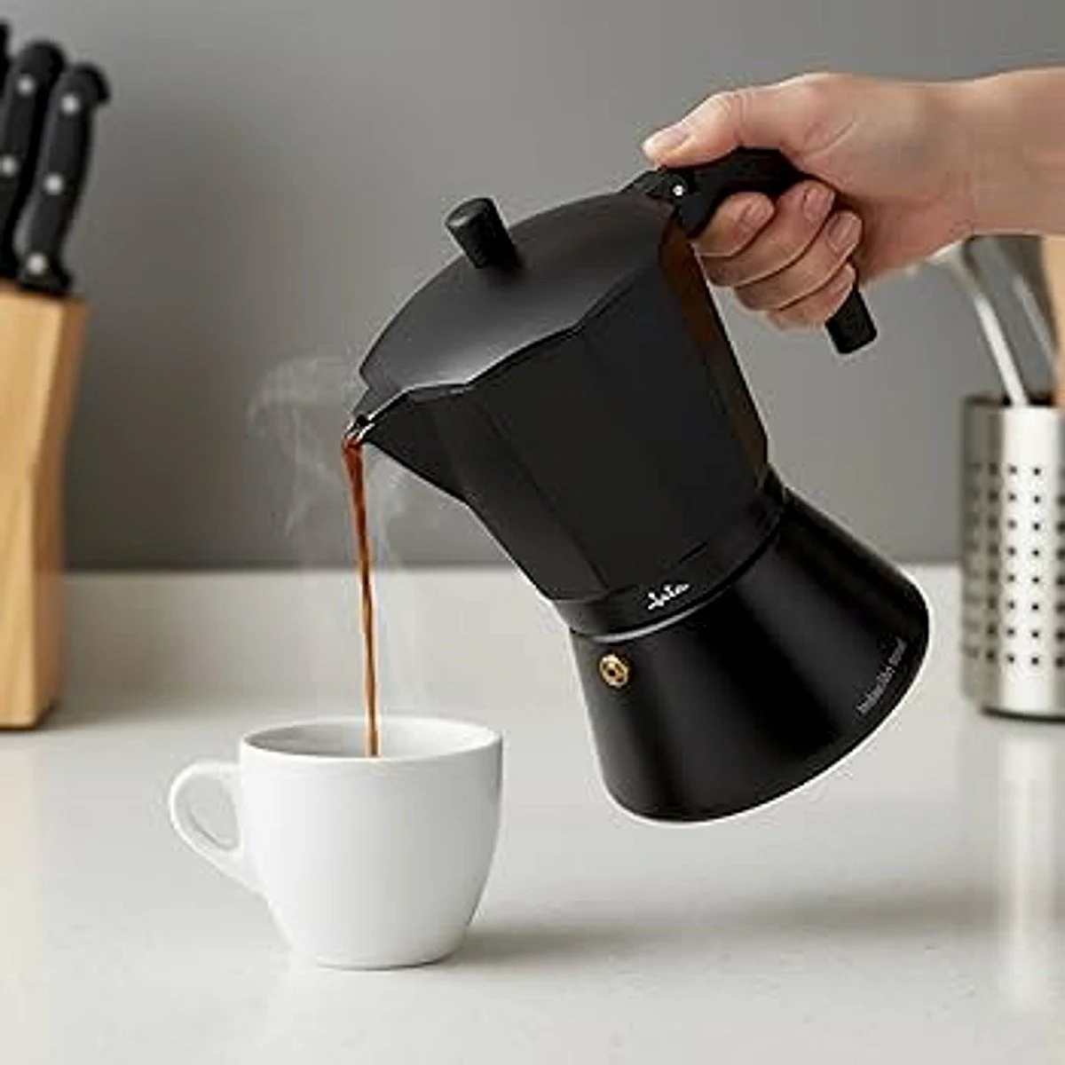 Cafetera Italiana Jata CFI6 6 Tazas Inducción Negra