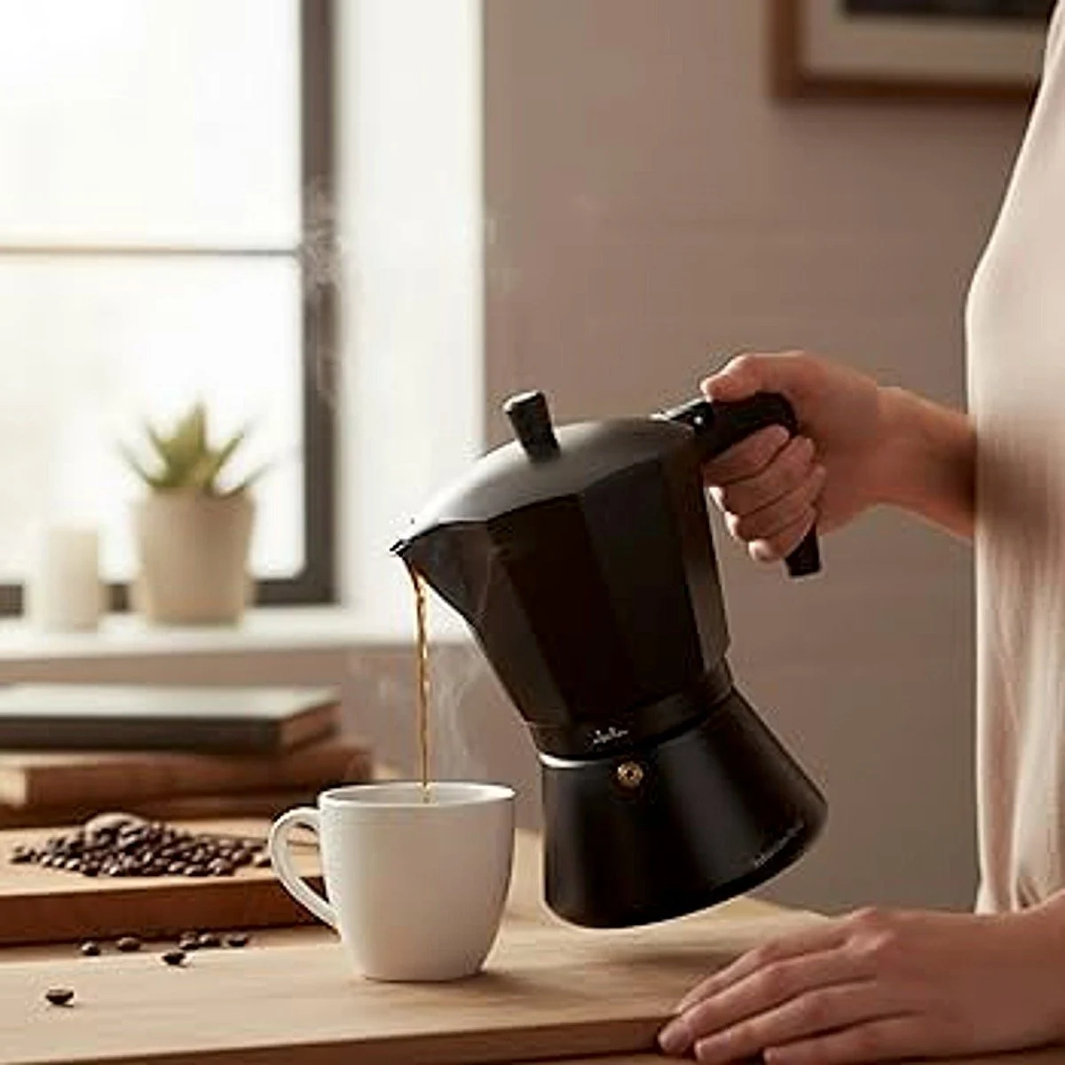 Cafetera Italiana Jata CFI6 6 Tazas Inducción Negra