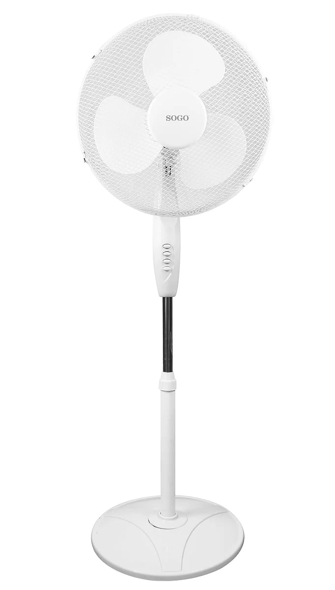VENTILADOR PIE REDONDO SOGO 40 CM 16" BLANCO 3 ASPAS