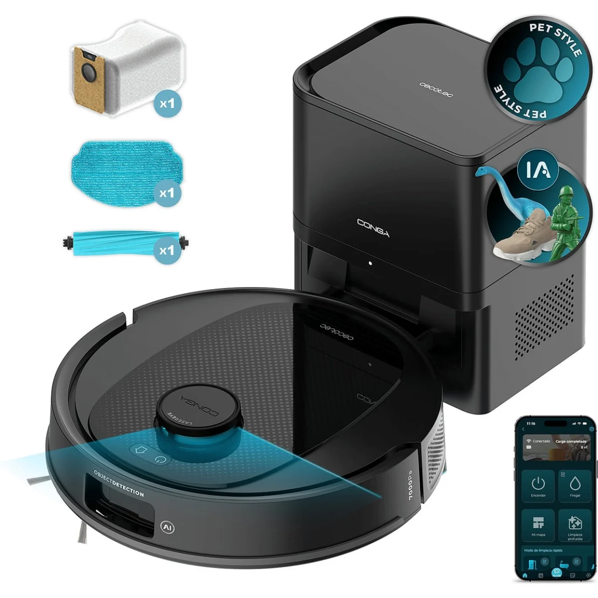 ROBOT ASPIRADOR CECOTEC CON BASE Conga Y80 con IA
