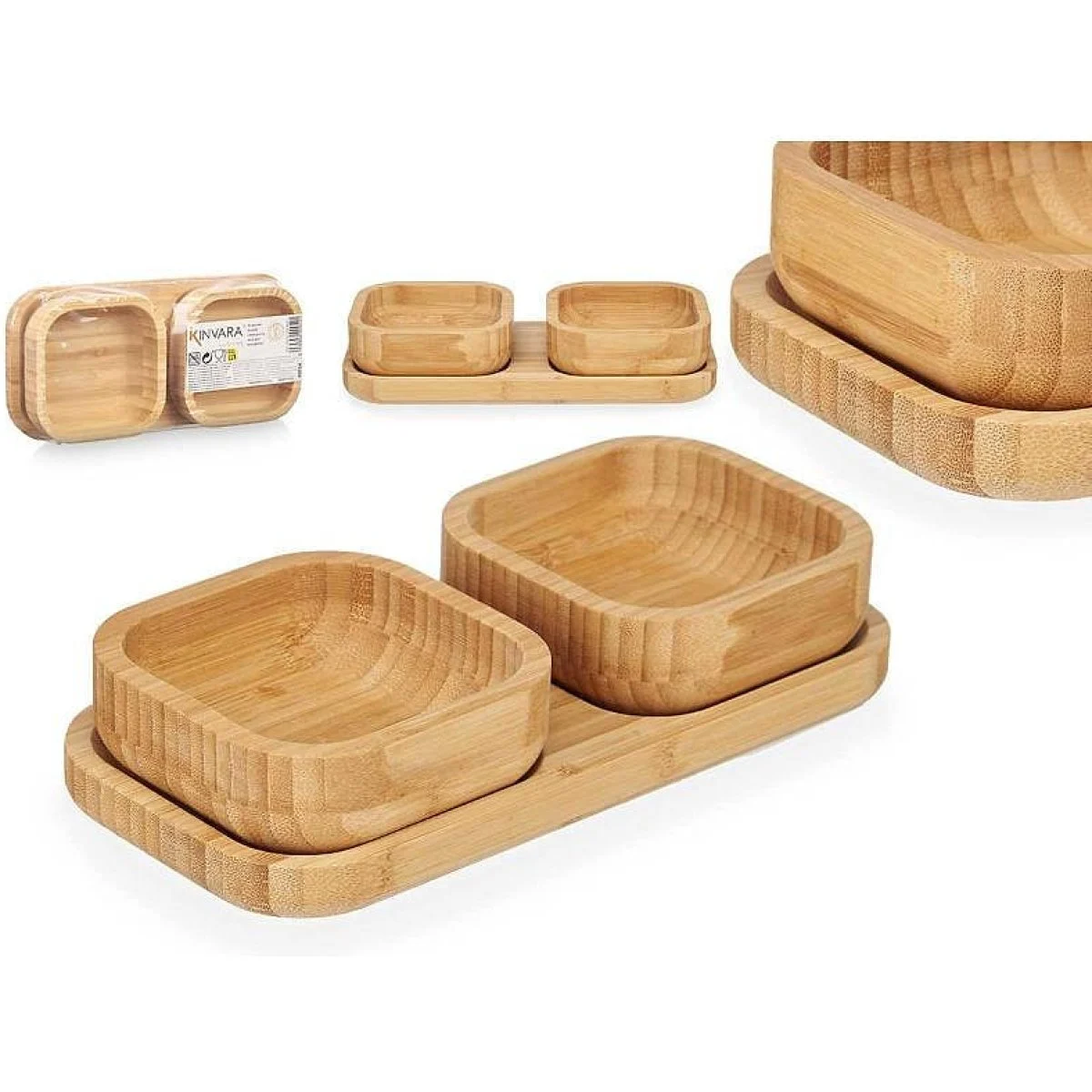 Set Aperitivo Kinvara 3 Piezas Bambu Elegante